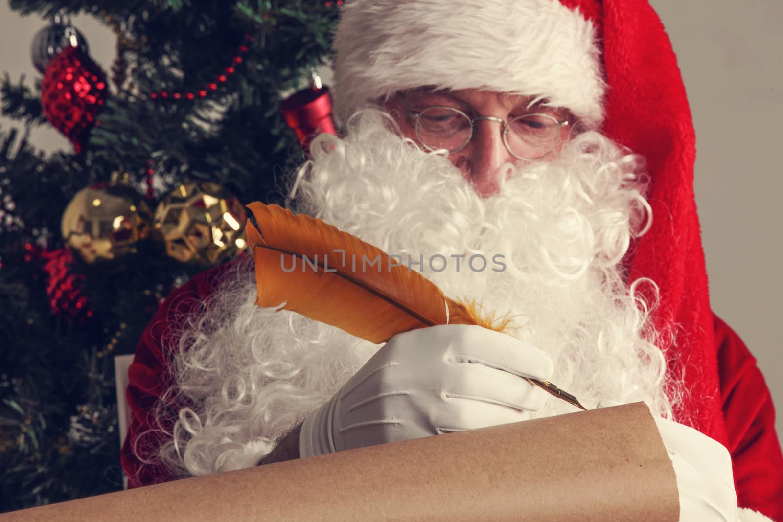 Santa Claus writing on old paper by ALotOfPeople