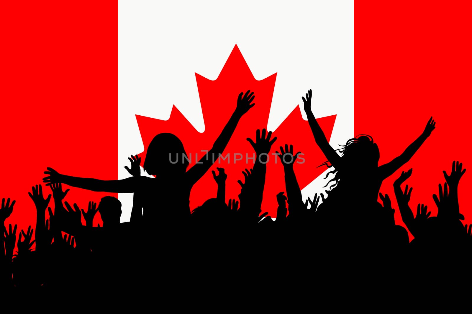 People silhouettes celebrating Canada national day by hibrida13