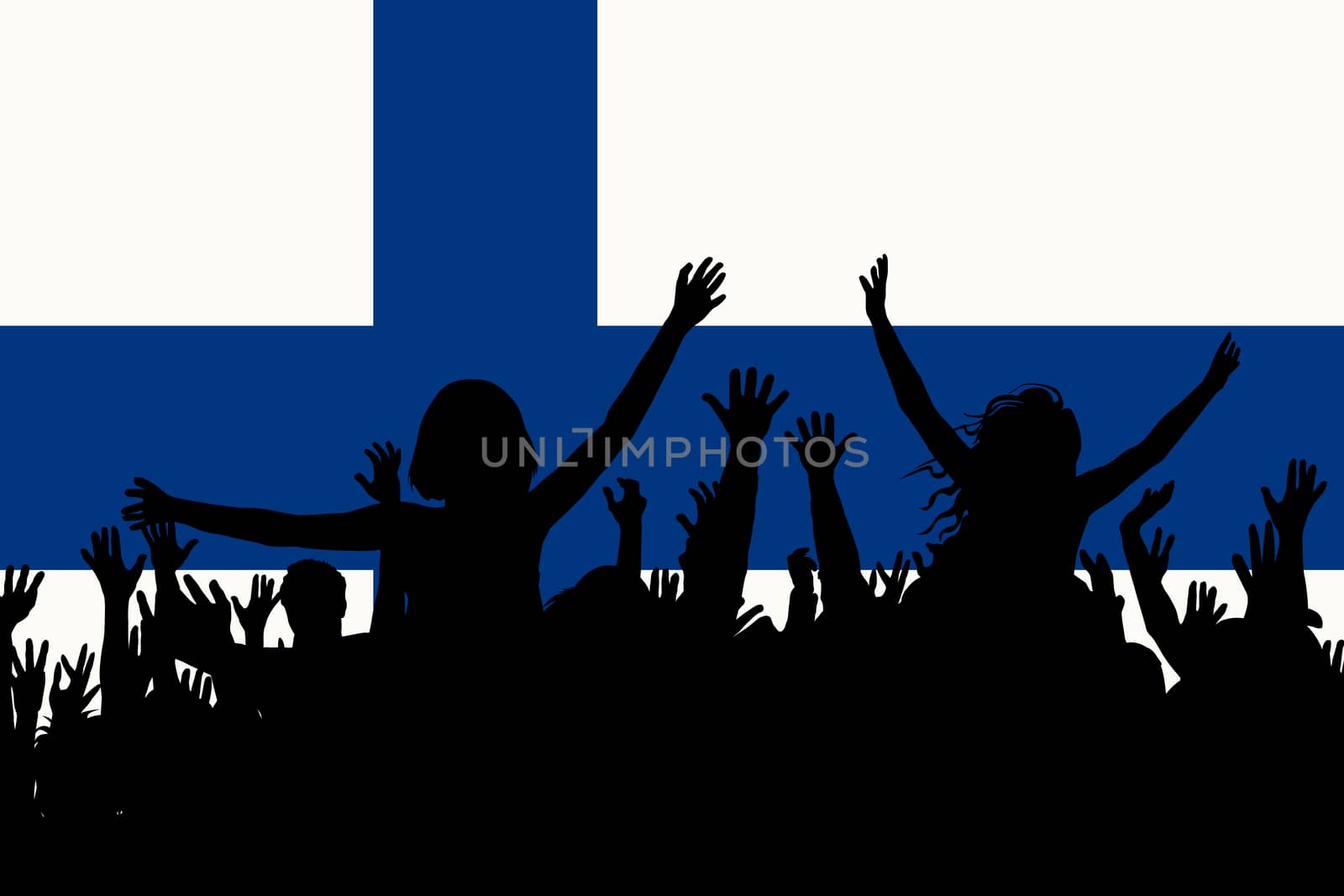 People silhouettes celebrating Finland national day