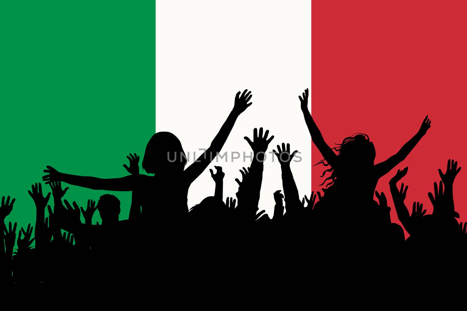 People silhouettes celebrating Italy national day