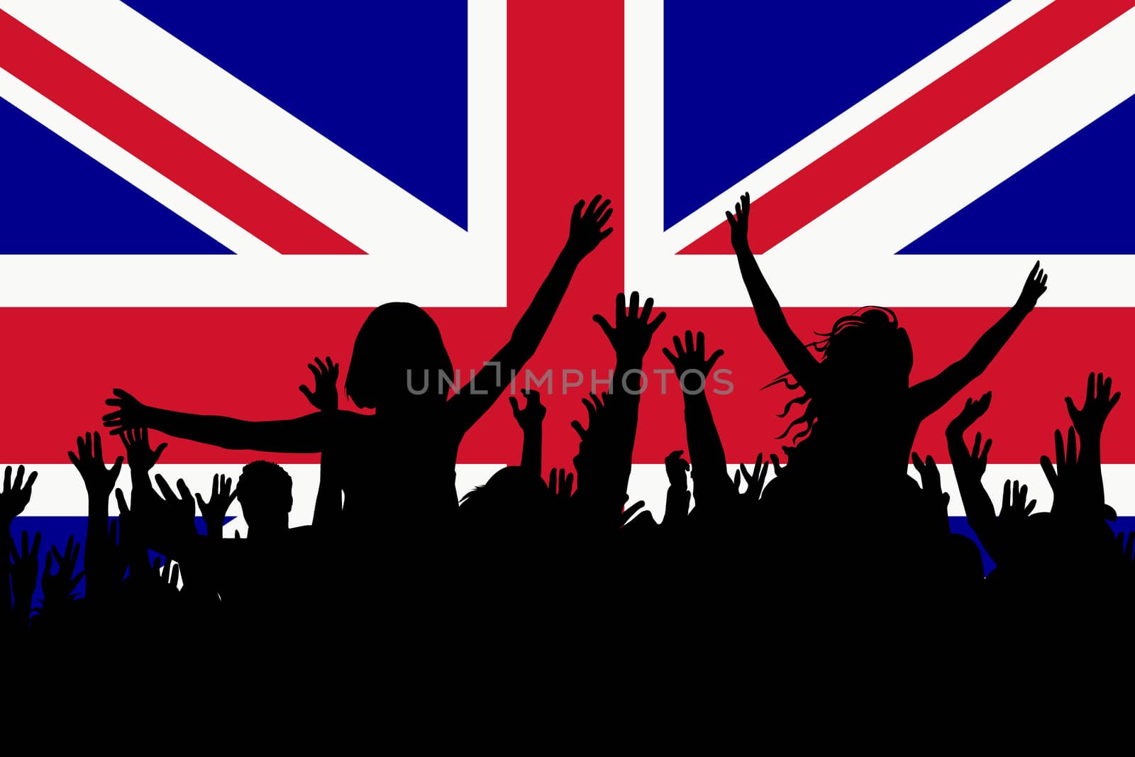 People silhouettes celebrating Great Britain national day by hibrida13