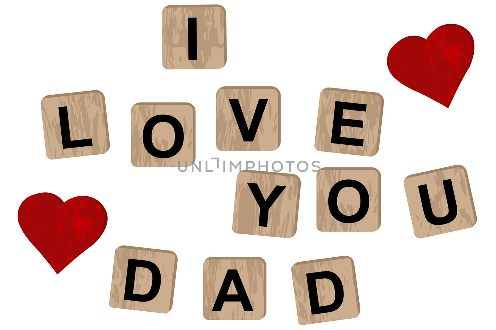 Wooden blocks spelling the inscription I love you dad by hibrida13