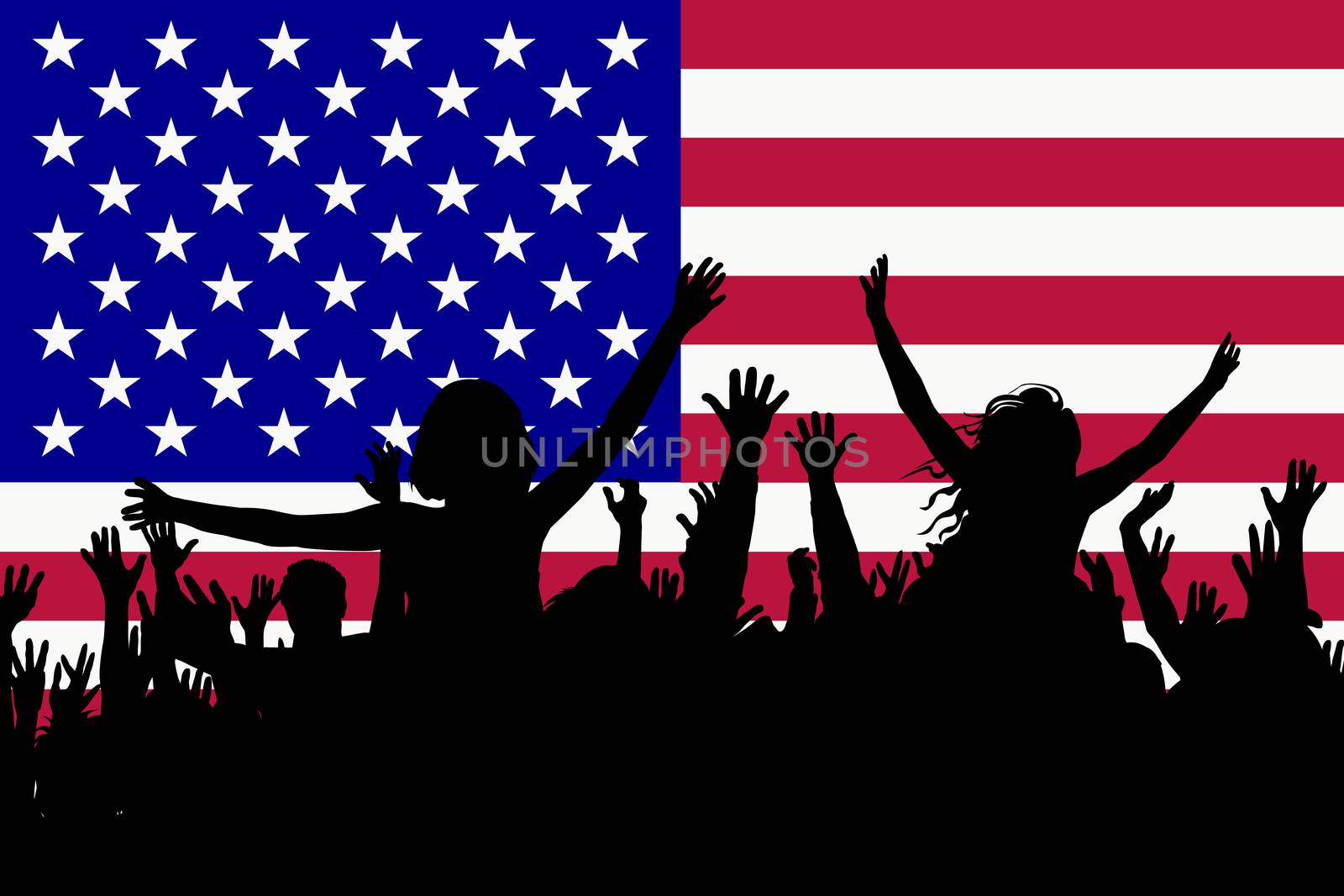 People silhouettes celebrating USA national day by hibrida13