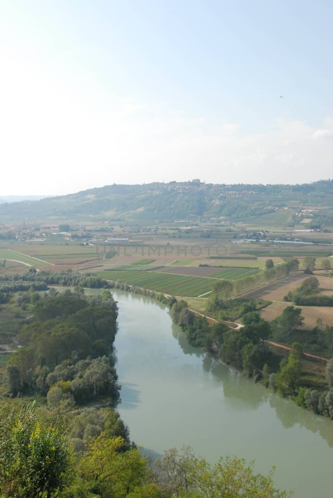 View of the Tanaro river near Barbaresco, Piedmont - Italy