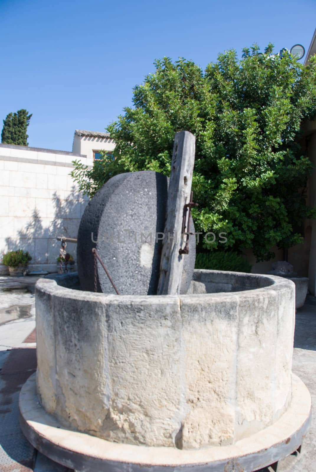 An old stone crusher for olives