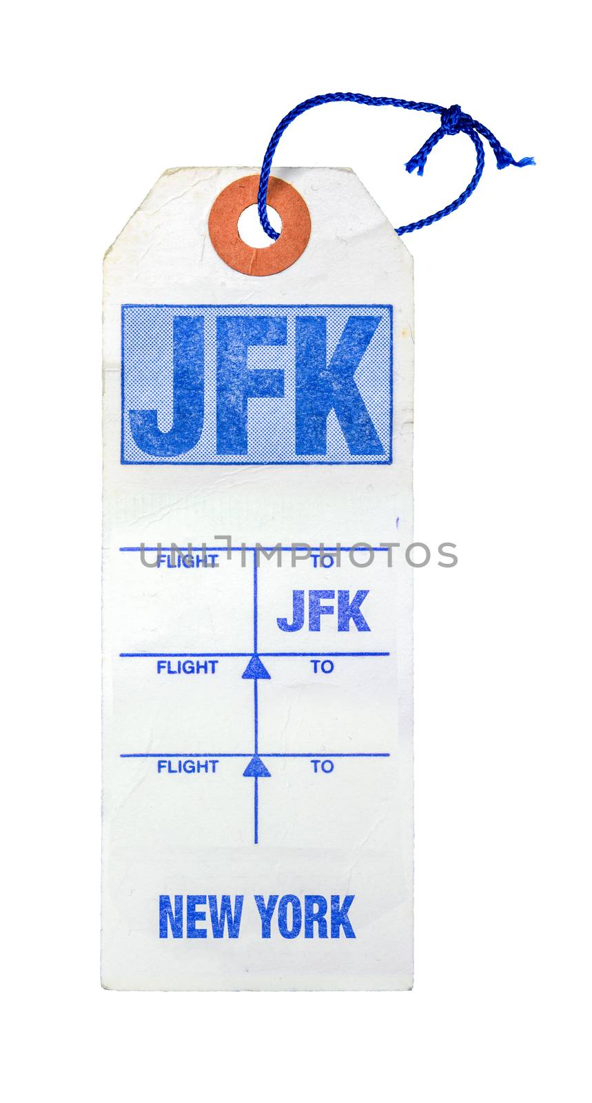 Vintage Retro New York City (JFK) Airport Luggage Label Or Tag With String On A White Background