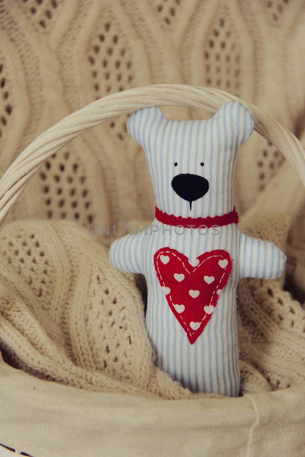 Handmade Teddy bear for Valentine day. photo by Irinavk