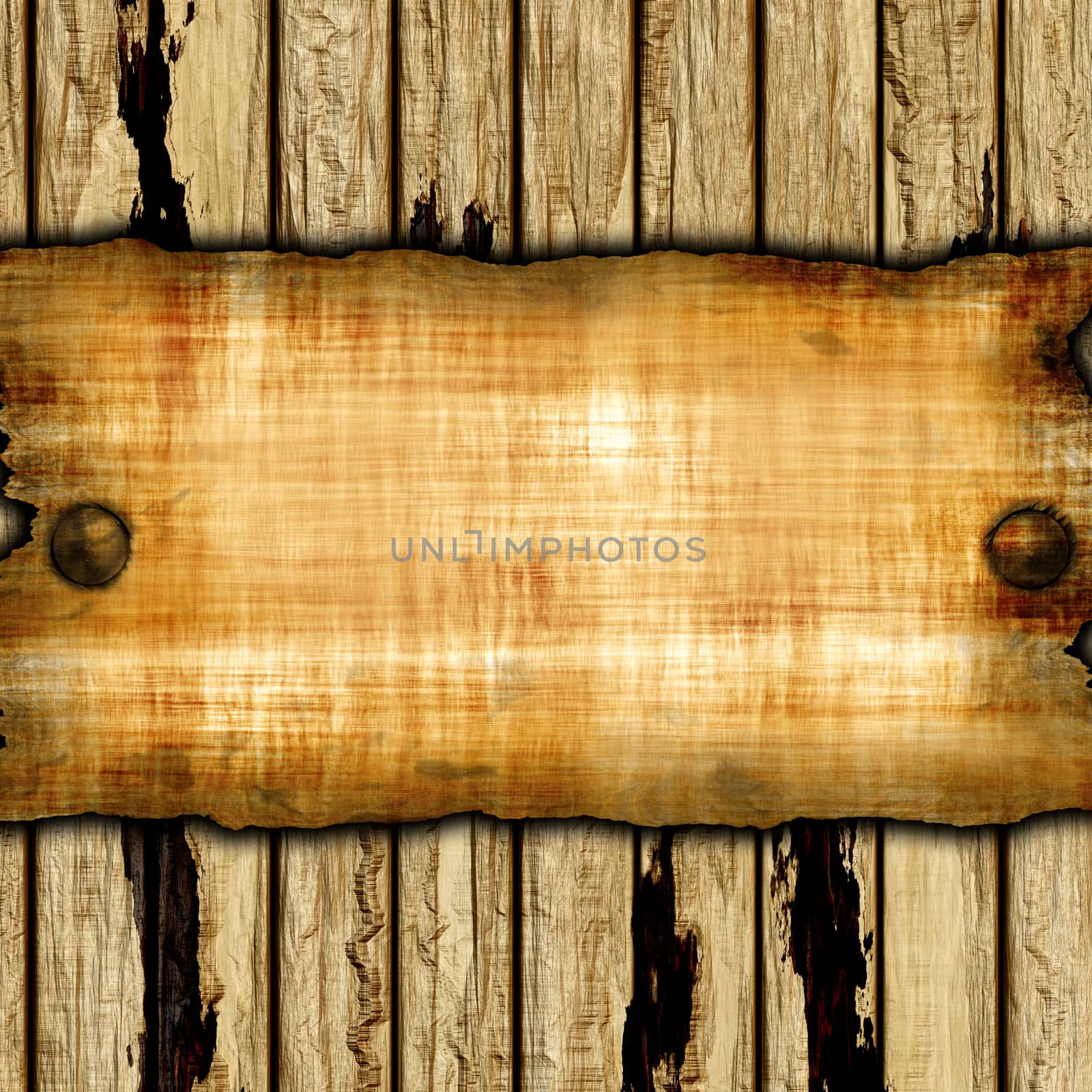 Old grunge paper on the wood background by ankarb