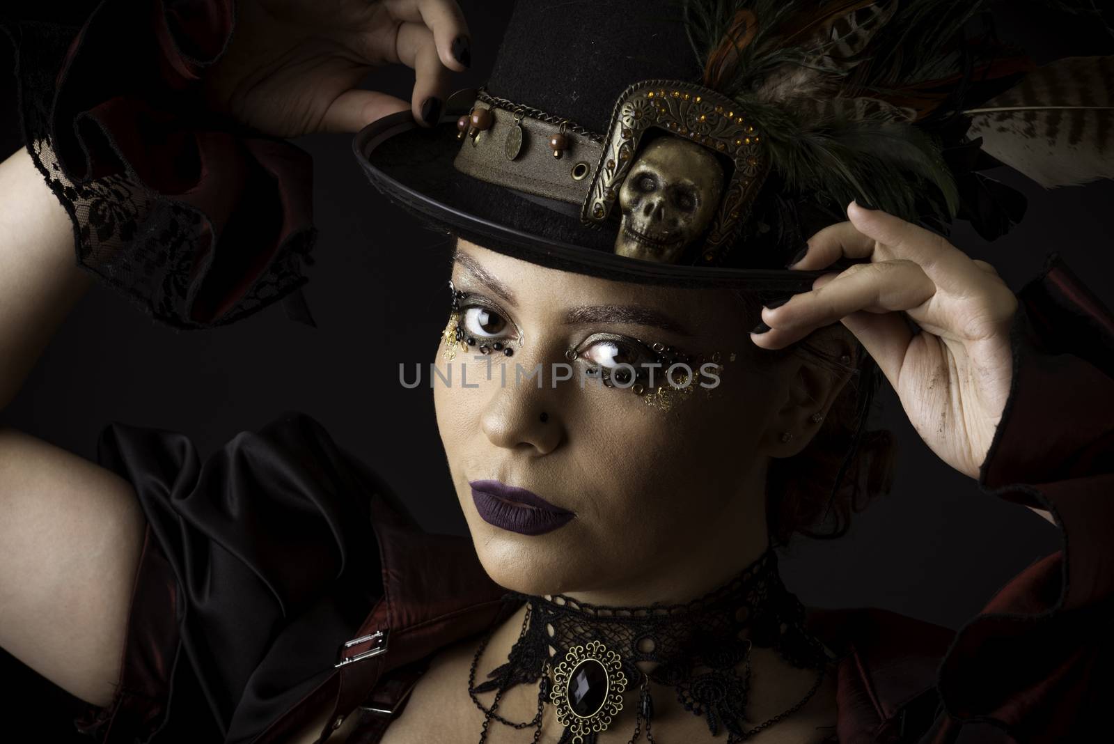 Steampunk Young Woman Emotional Portrait by Multipedia