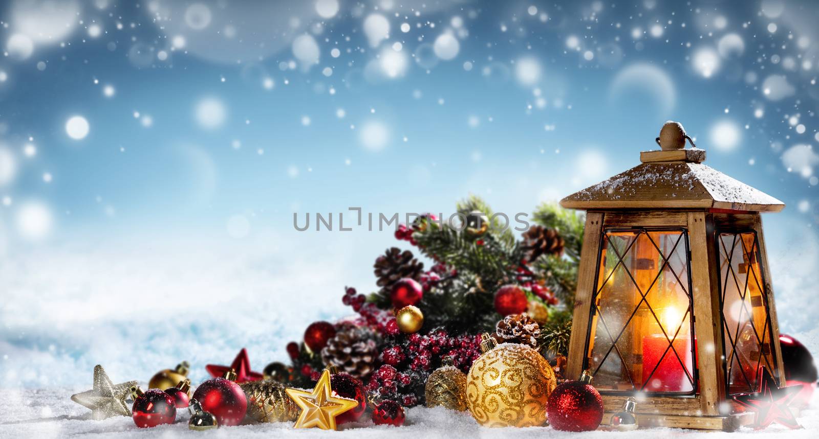 lantern with christmas decoration