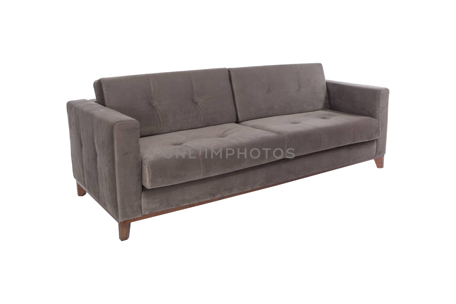 Three seats cozy sofa isolated on white background