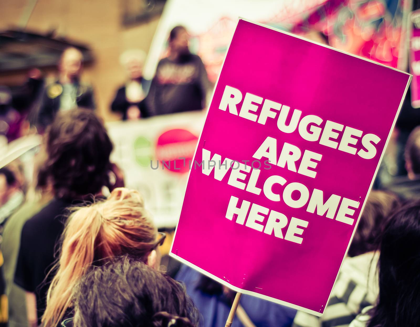 Refugees Are Welcome Street Protestors by mrdoomits