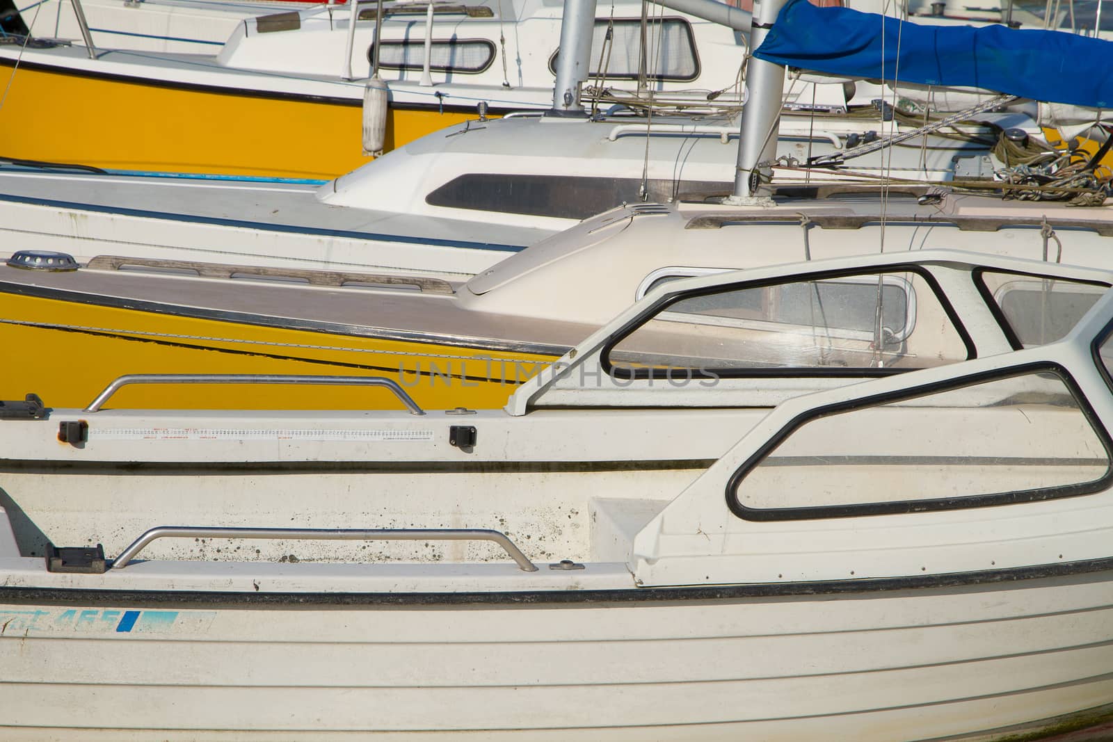 Many boats on the coast in Denmark Scandinavia