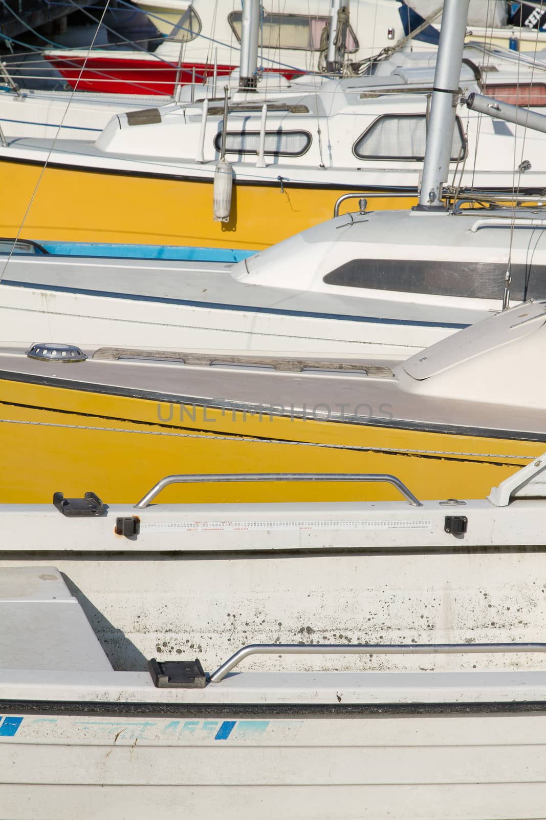 Many boats on the coast in Denmark Scandinavia