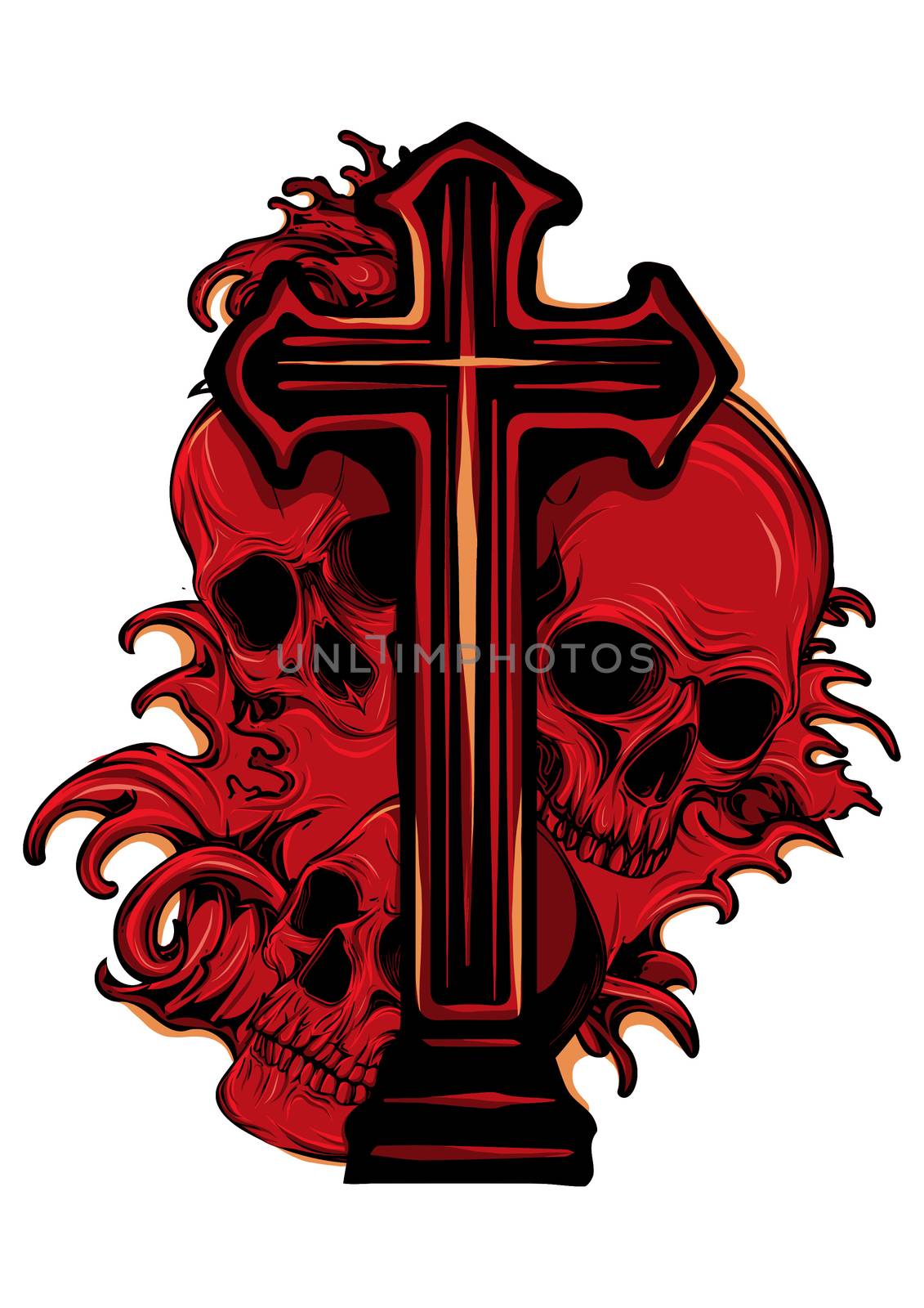 Gothic coat of arms with skull and Rosary, grunge vintage by dean