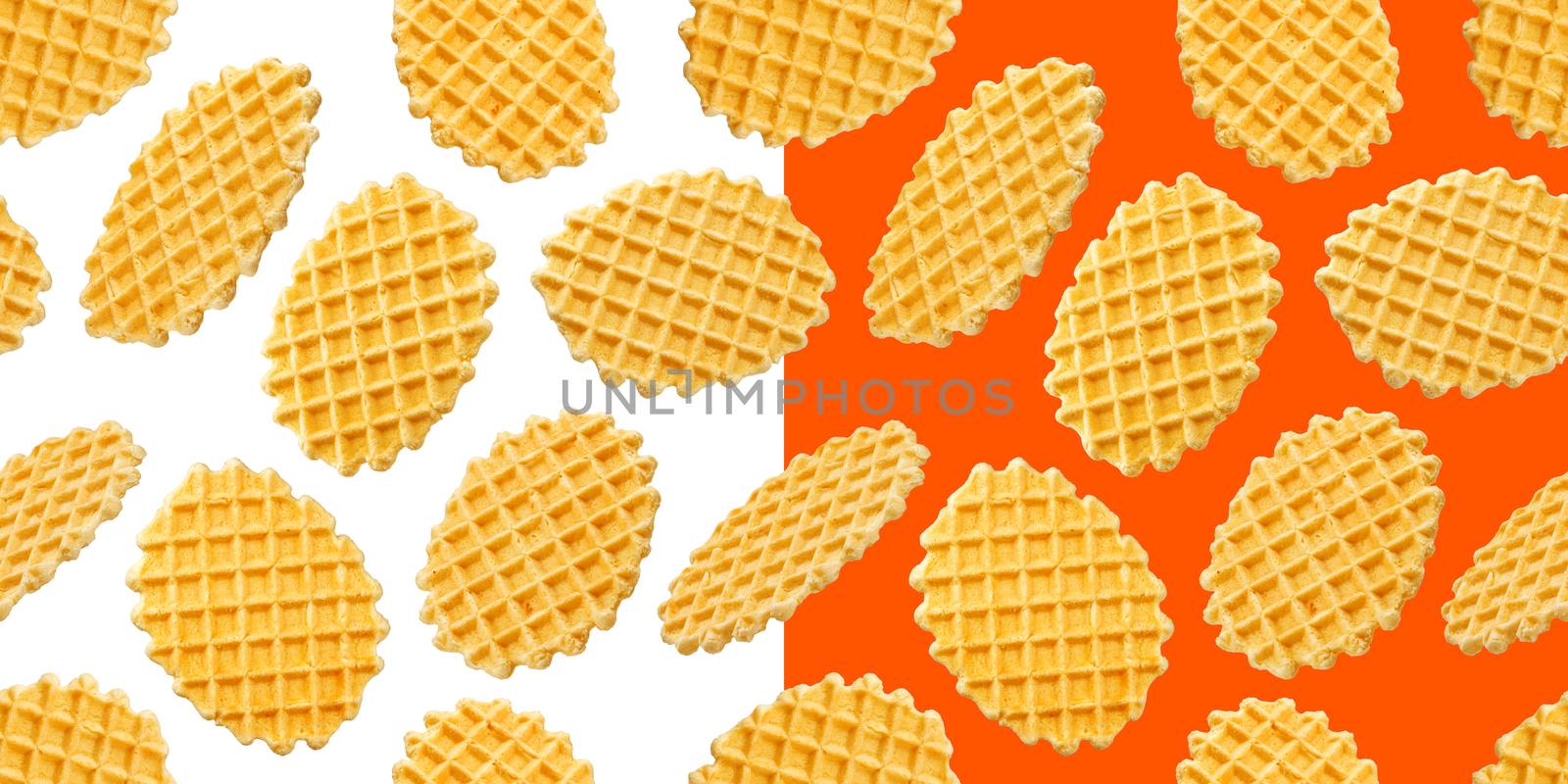 Belgian waffles seamless pattern isolated on white background with clipping path. Collection