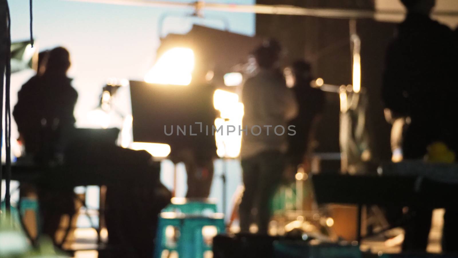 Blurred images of behind the scenes of filming or movie shooting by gnepphoto