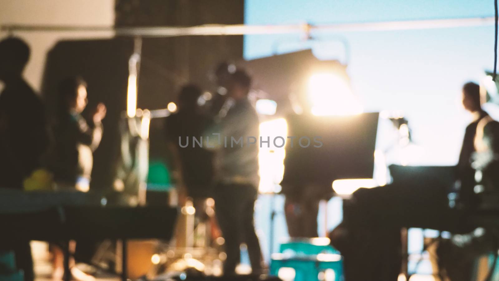 Blurred images of behind the scenes of filming or movie shooting by gnepphoto