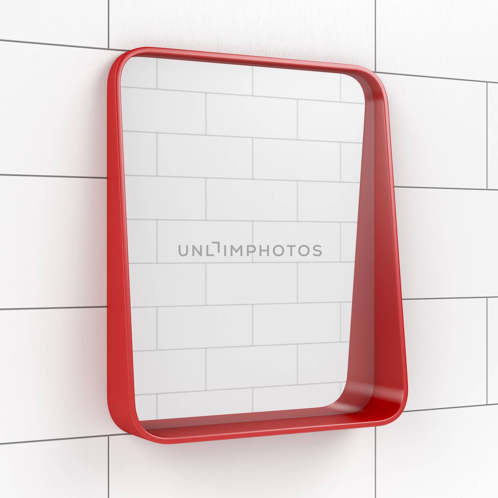 Mirror in the bathroom on tiled wall by magraphics