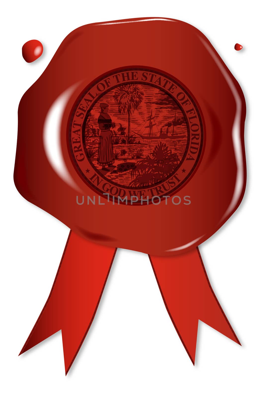 A wax seal with a the state seal of Florida