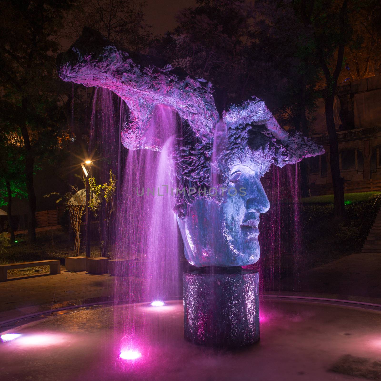 Greek Park in Odessa, Ukraine at night by Multipedia