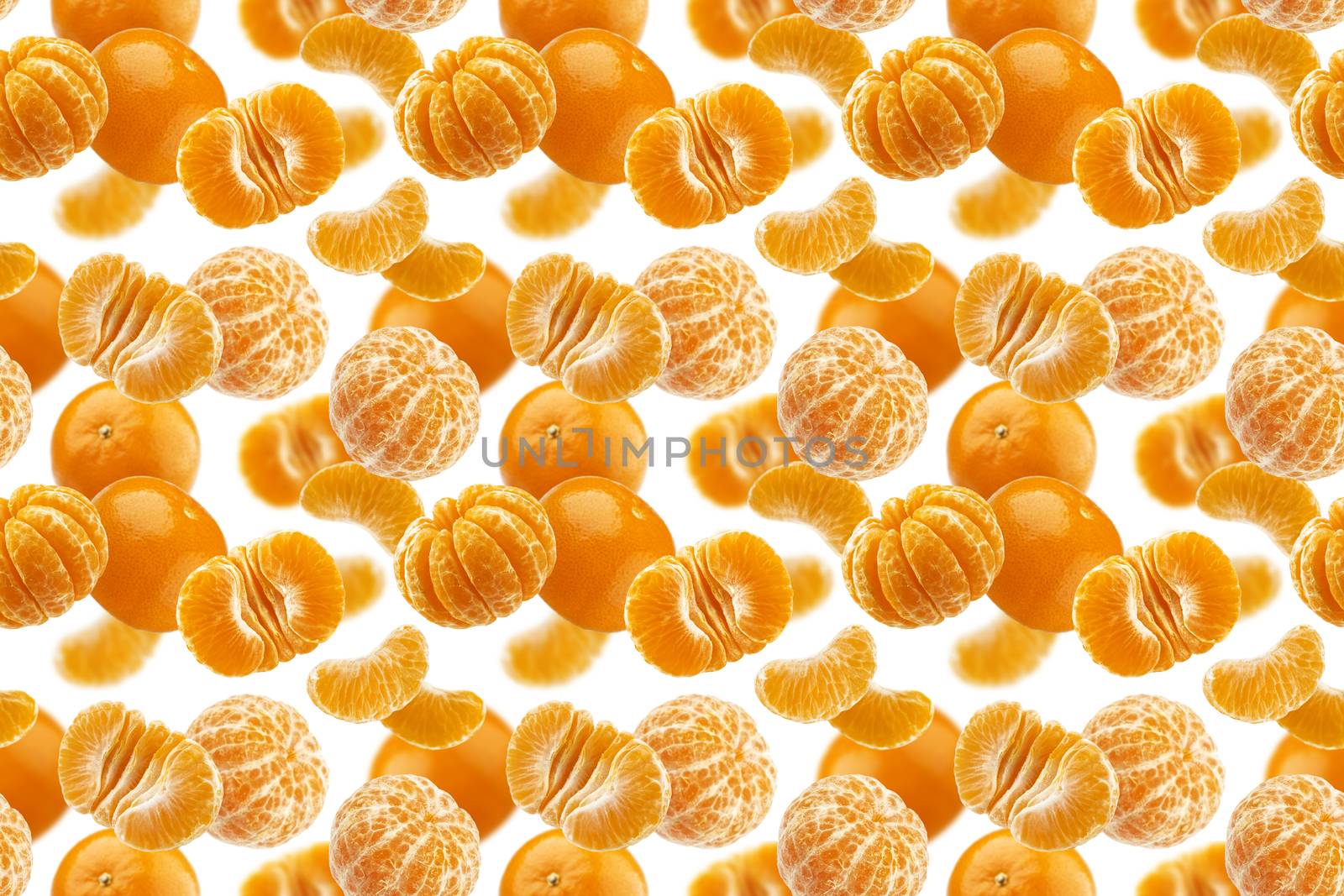 Mandarine seamless pattern, tangerine, clementine isolated on wh by xamtiw