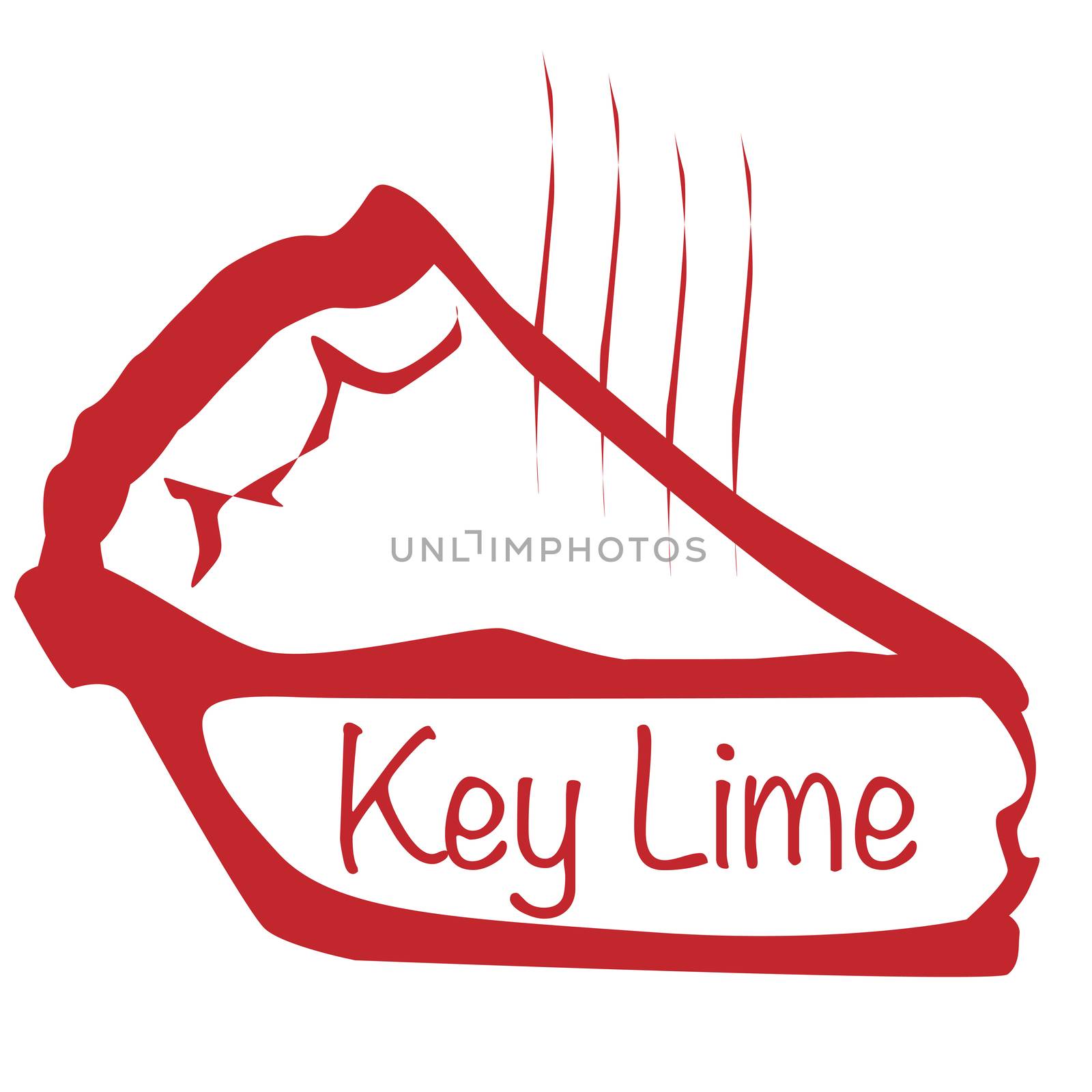 Cartoon depiction of a hot key lime pie over a white background