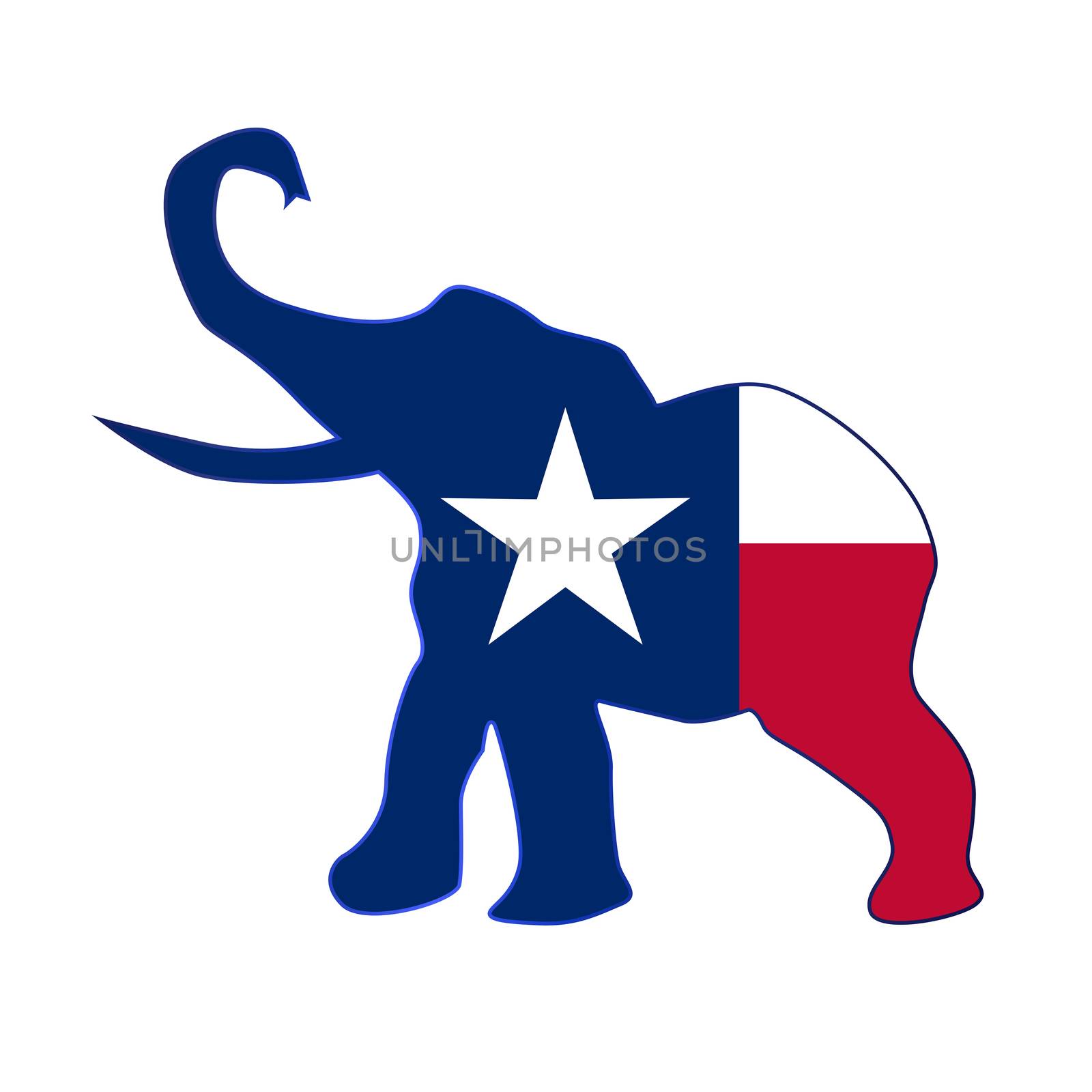 The Texas Republican party elephant flag over a white background