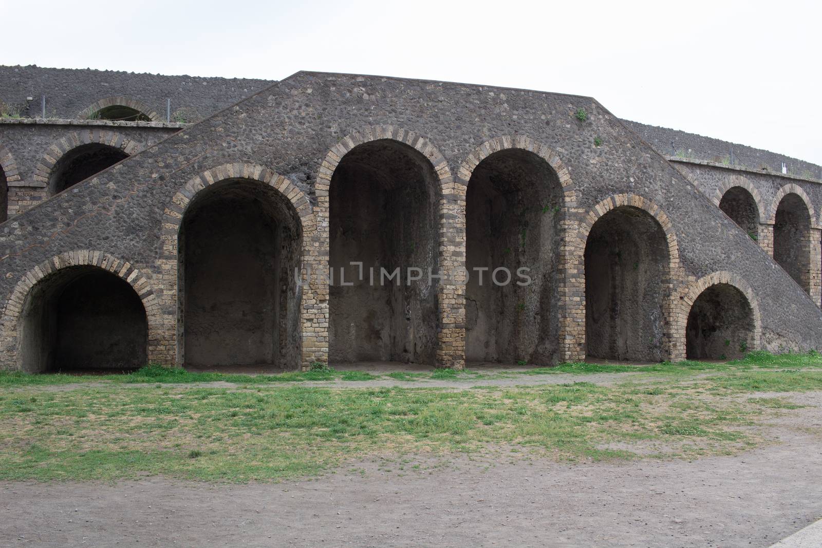 Old ancient ruined Italian Roman Pompei houses streets by VeraVerano