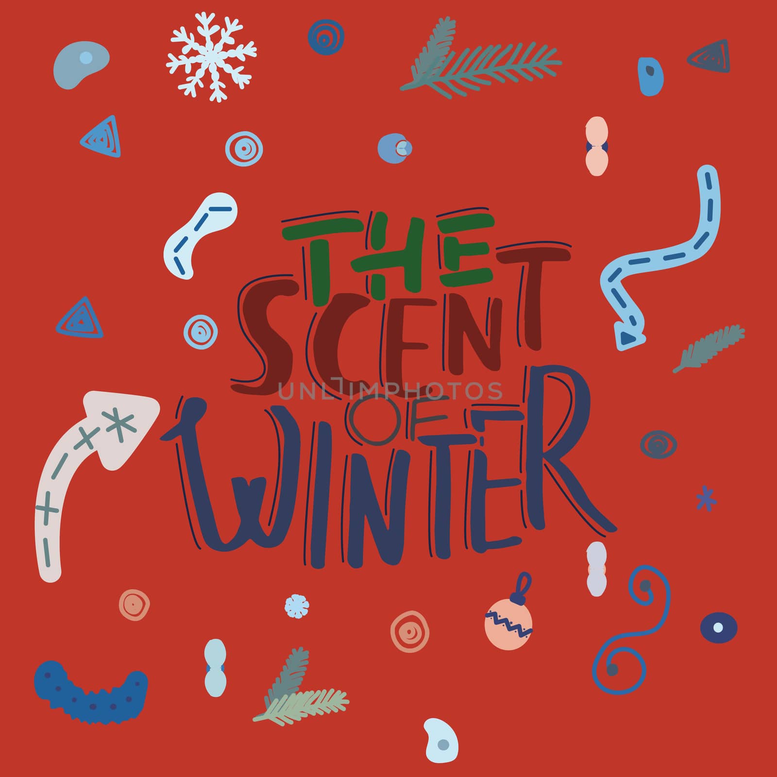 The scent of winter lettering illustration.