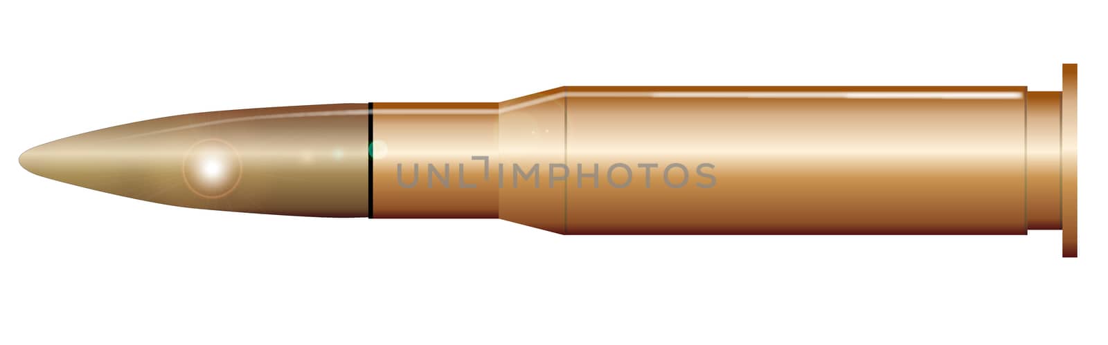 A rifle bullet isolated over a white background