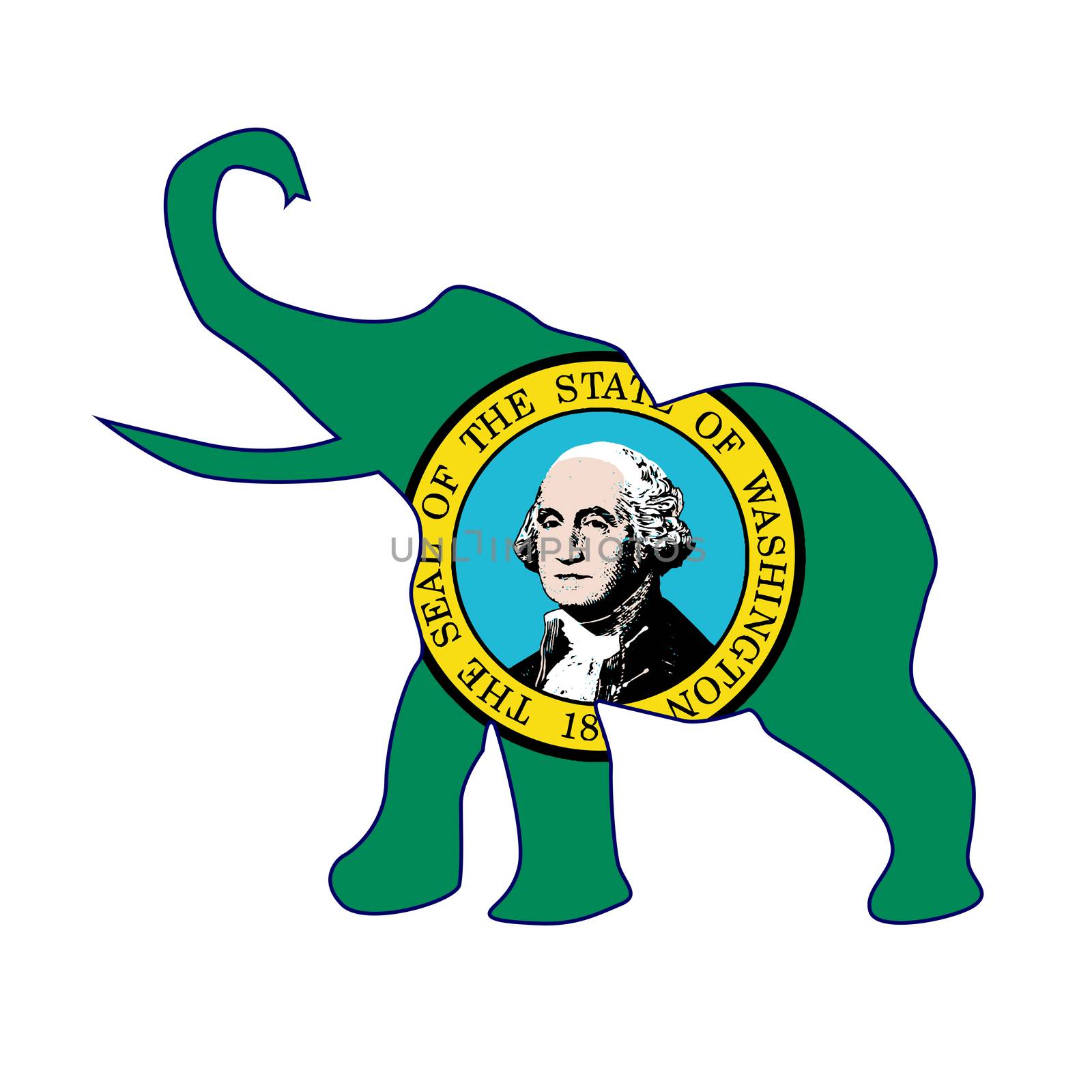 Washington Republican Elephant Flag by Bigalbaloo