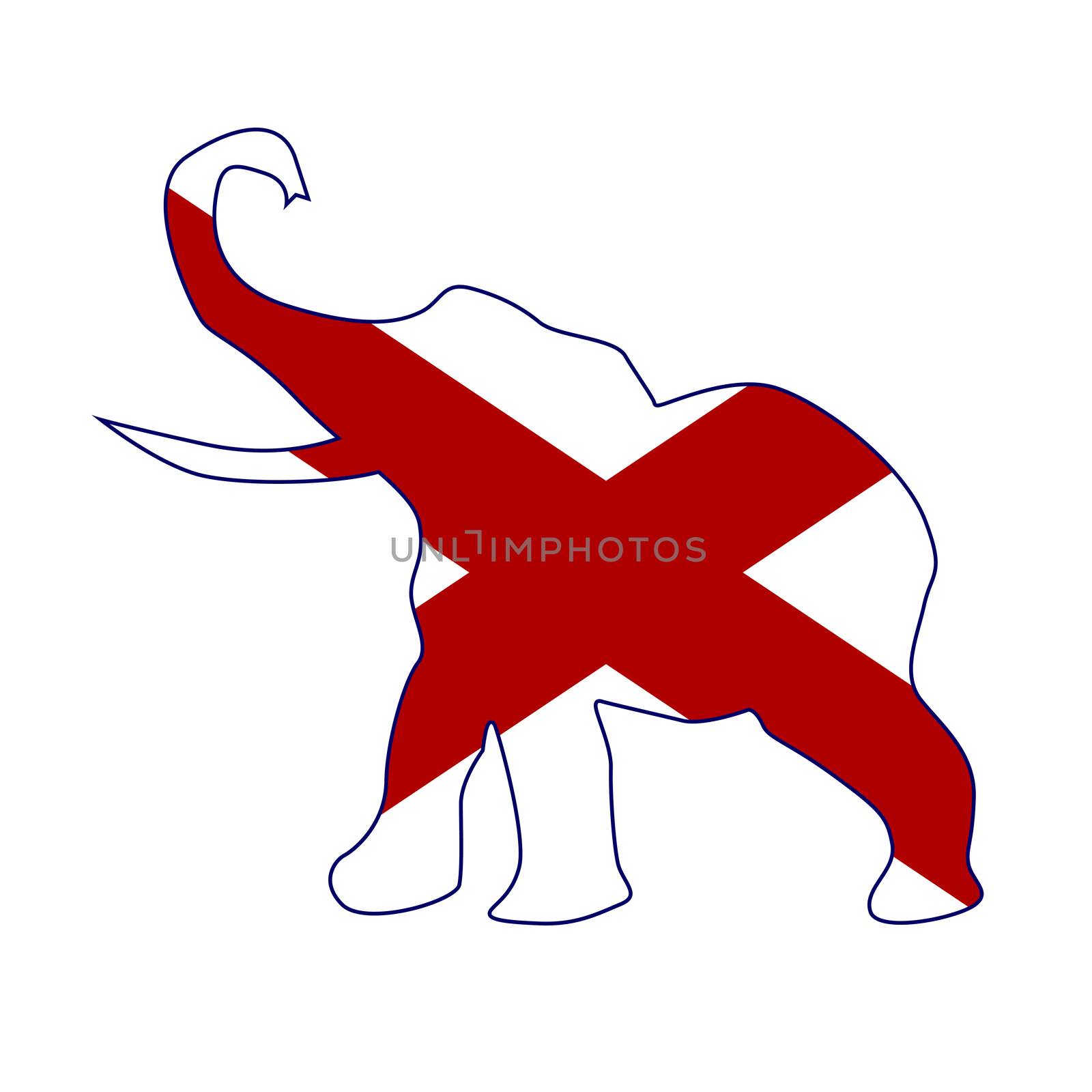 The Alabama Republican elephant flag over a white background