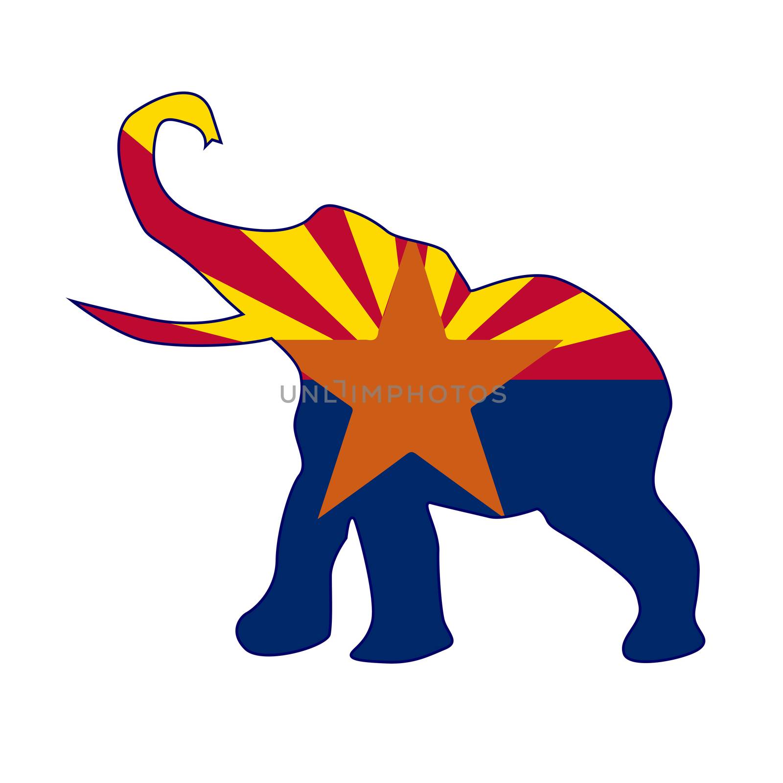 The Arizona Republican elephant flag over a white background