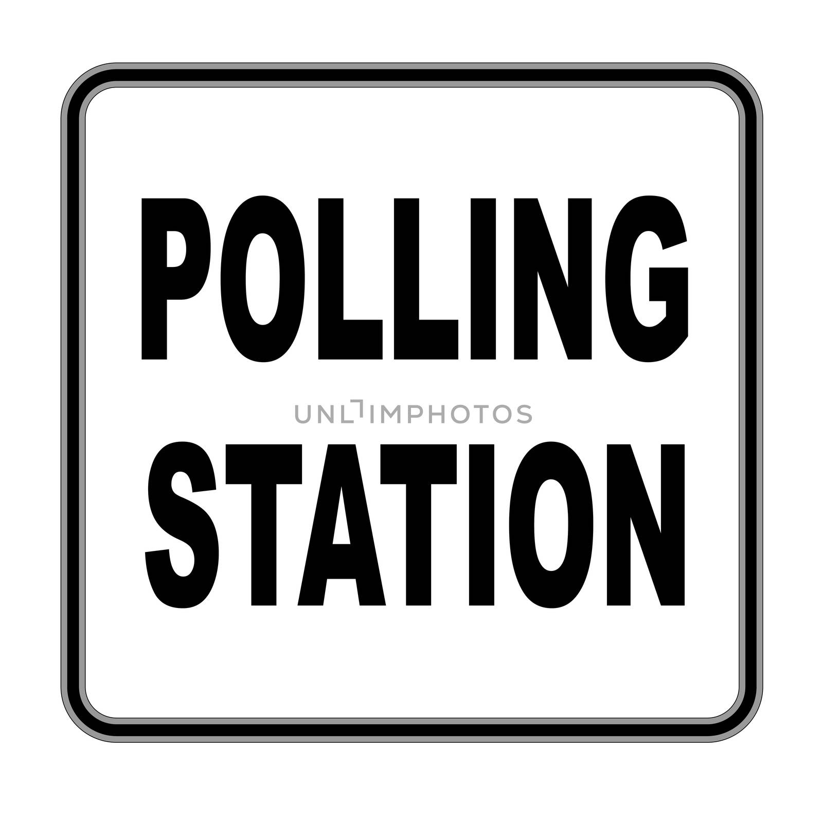 A polling station sign over a white background