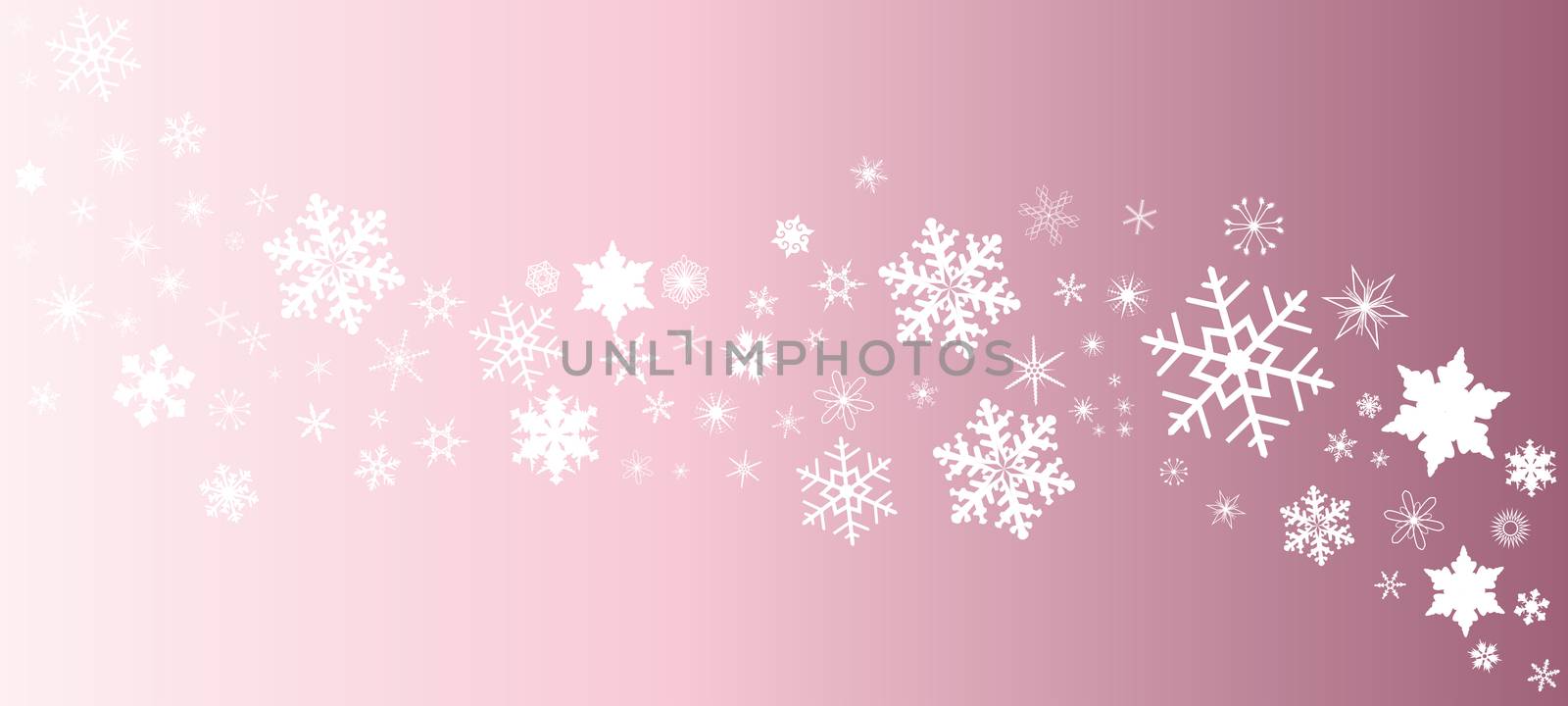 A banner of snowflakes in white over a pink background