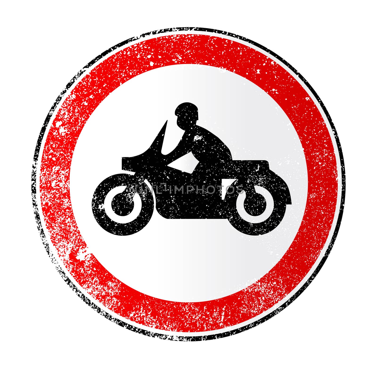 Motorcycle Round Traffic Sign Grunge by Bigalbaloo