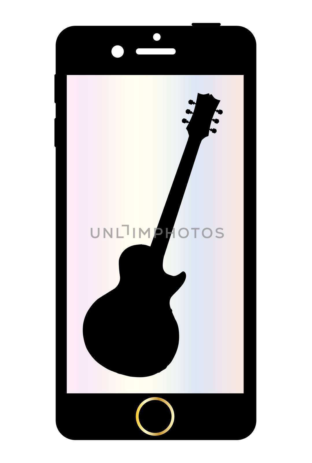 Mobile Phone With Guitar Isolated by Bigalbaloo