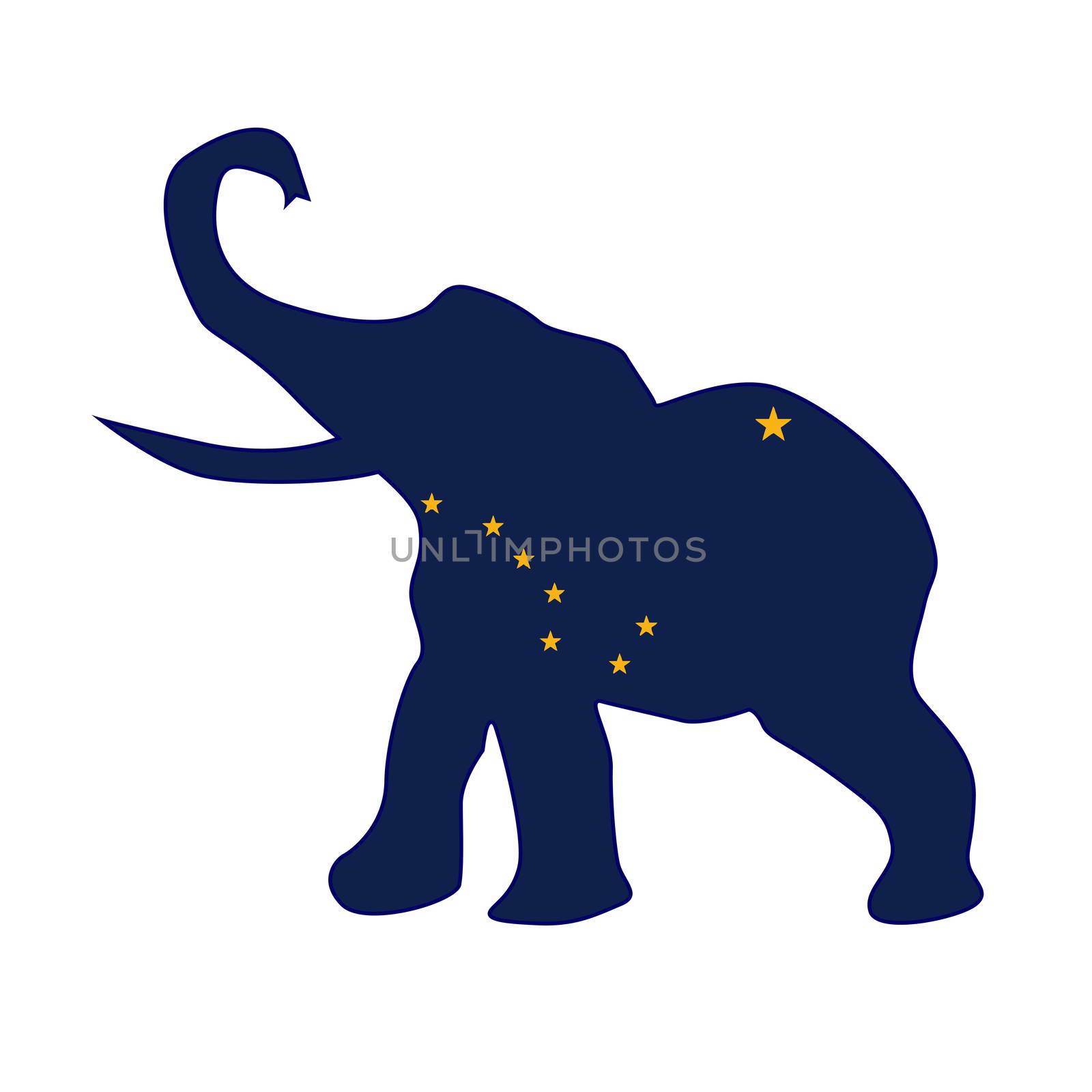 The Alaska Republican elephant flag over a white background