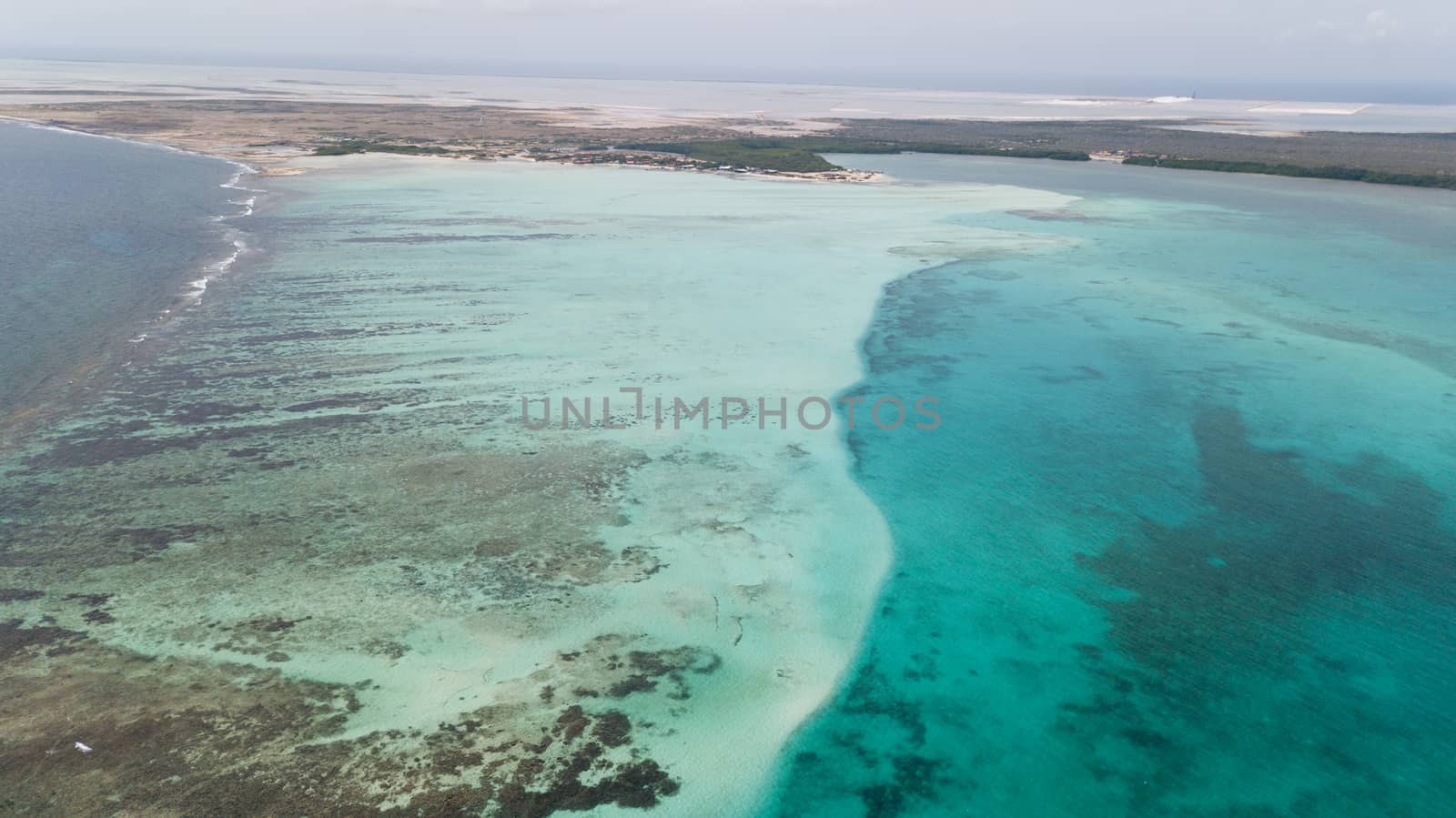 sea beach coast Bonaire island Caribbean sea aerial drone top view