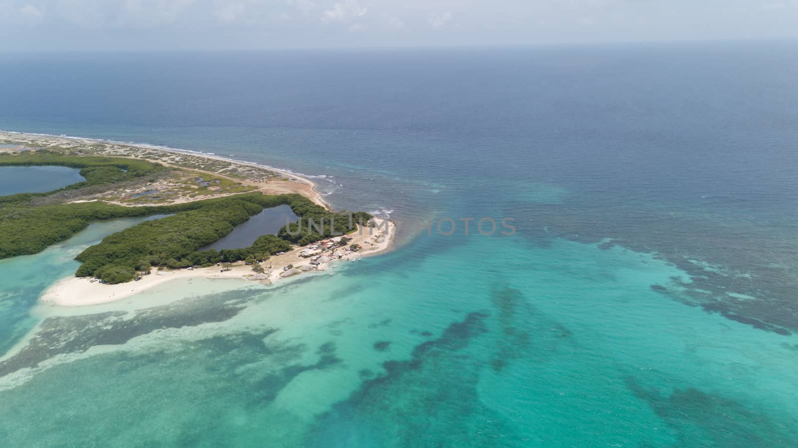 sea beach coast Bonaire island Caribbean sea aerial drone top view