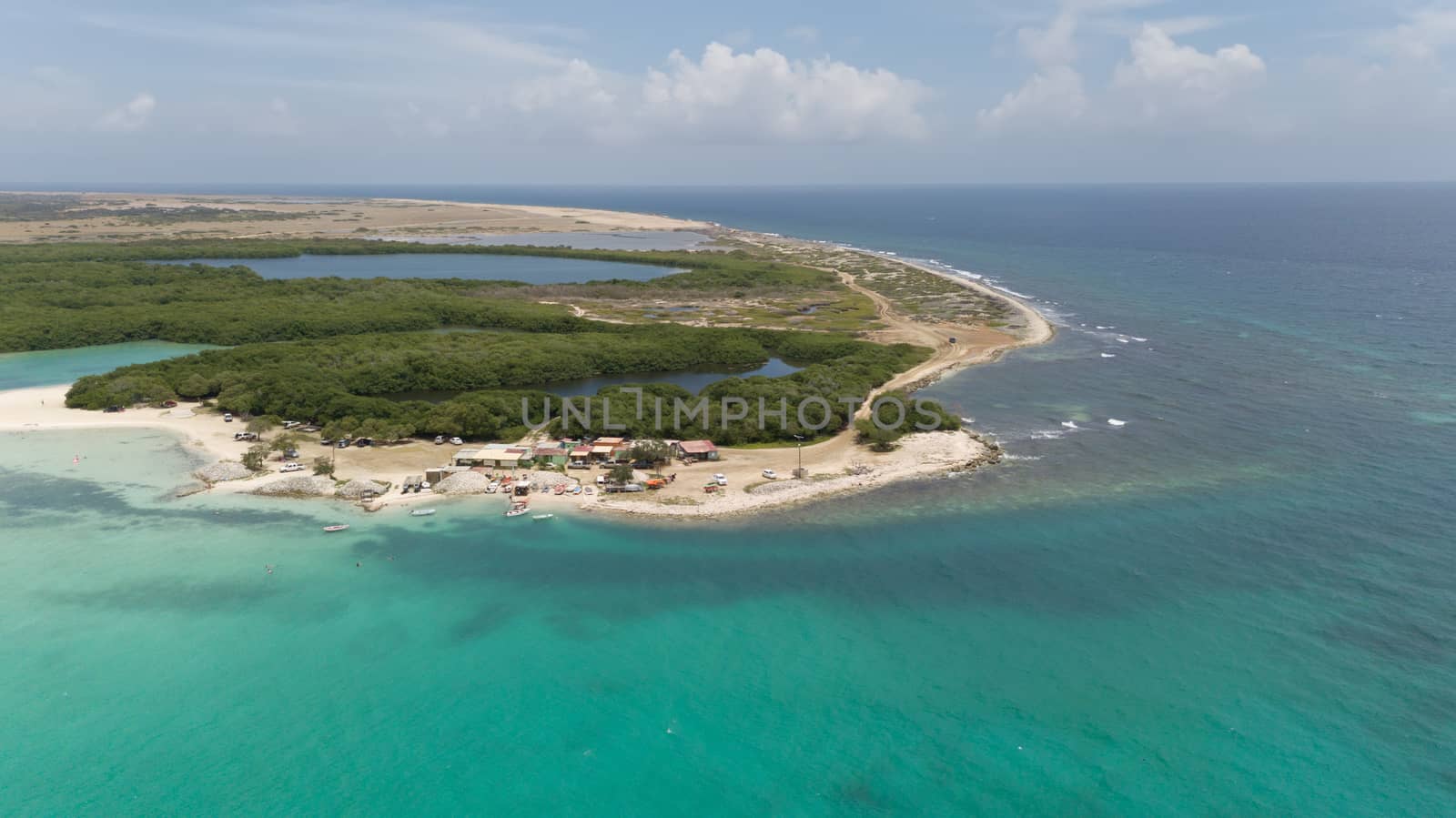 sea beach coast Bonaire island Caribbean sea aerial drone top view