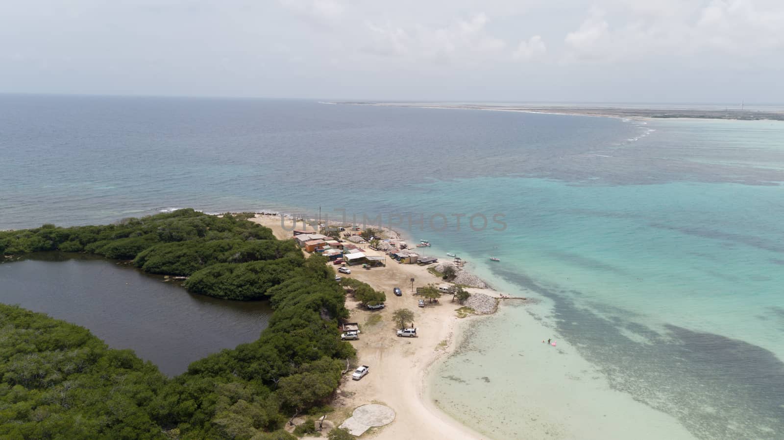 sea beach coast Bonaire island Caribbean sea aerial drone top view