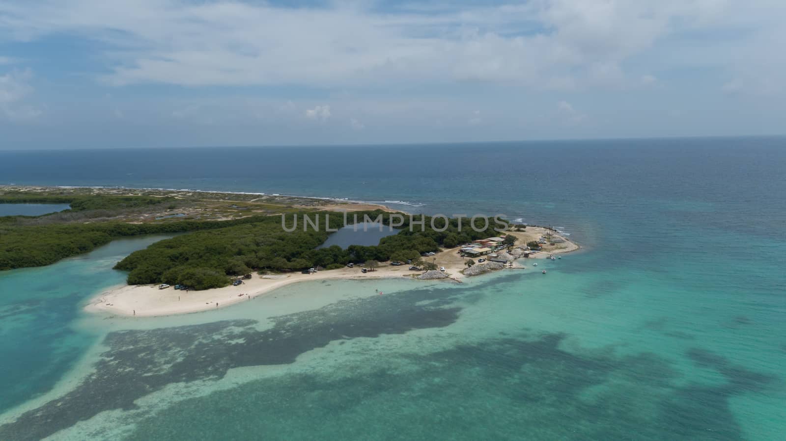 sea beach coast Bonaire island Caribbean sea aerial drone top view