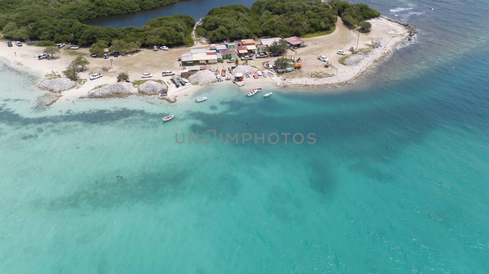 sea beach coast Bonaire island Caribbean sea aerial drone top view