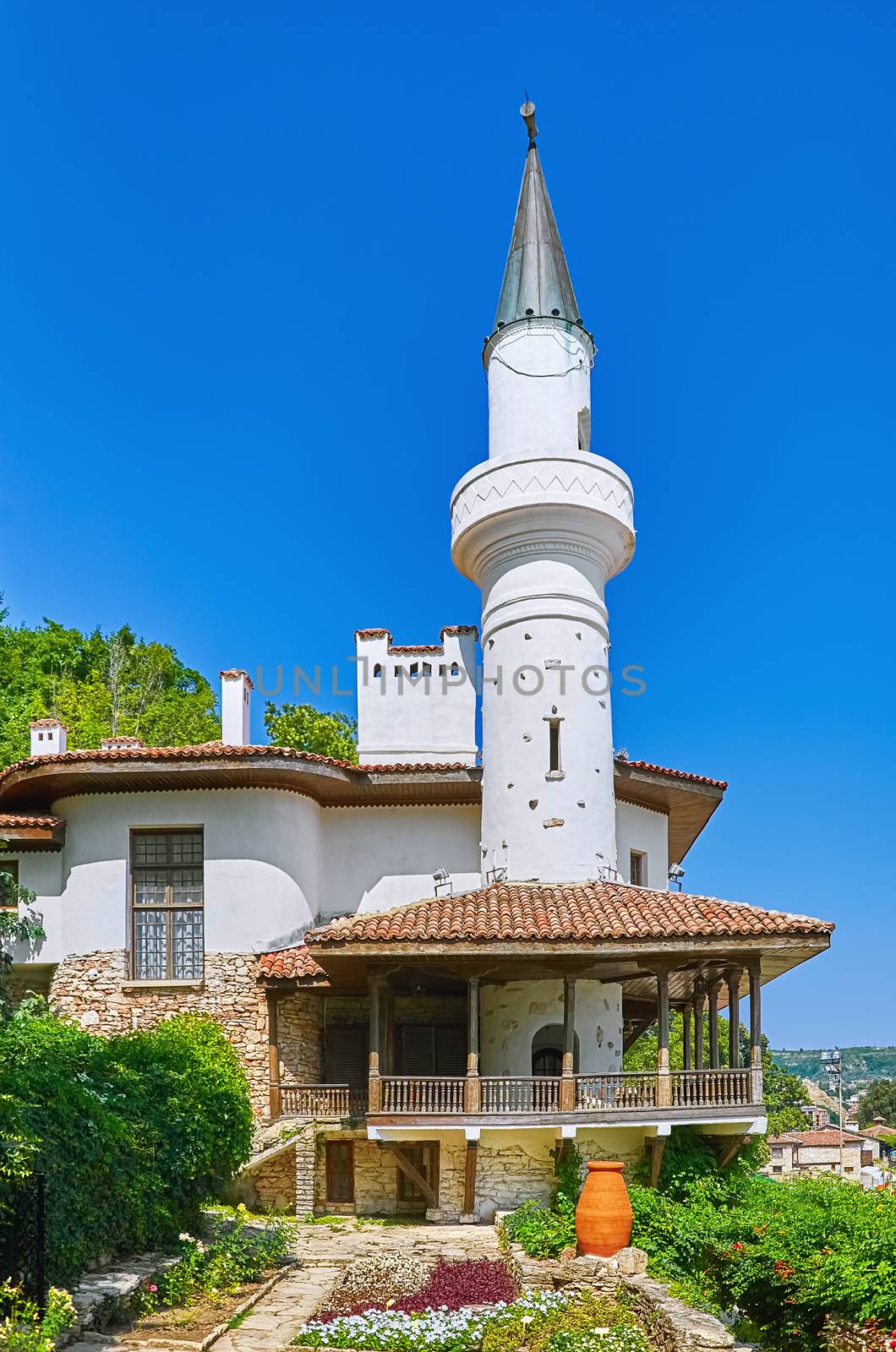 Mansion-house with Minaret against Blue Sky