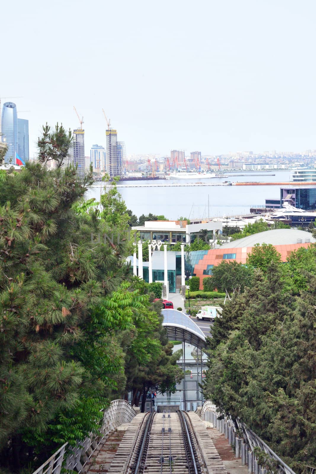 Funicular in Baku. View from the trailer.Review from the funikul by moviephoto