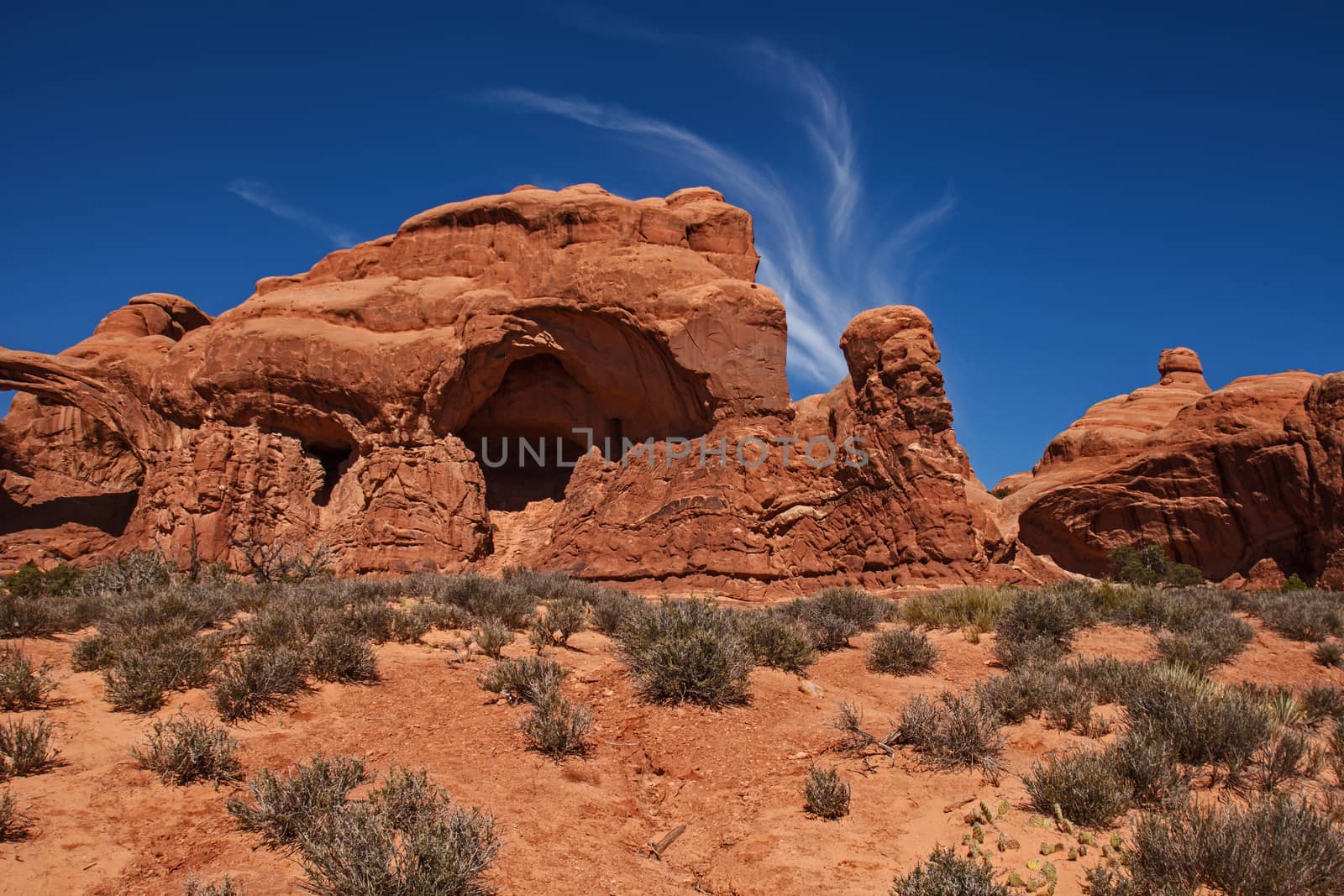 Rock formation at Double Arch, Arches National Park, Utah.