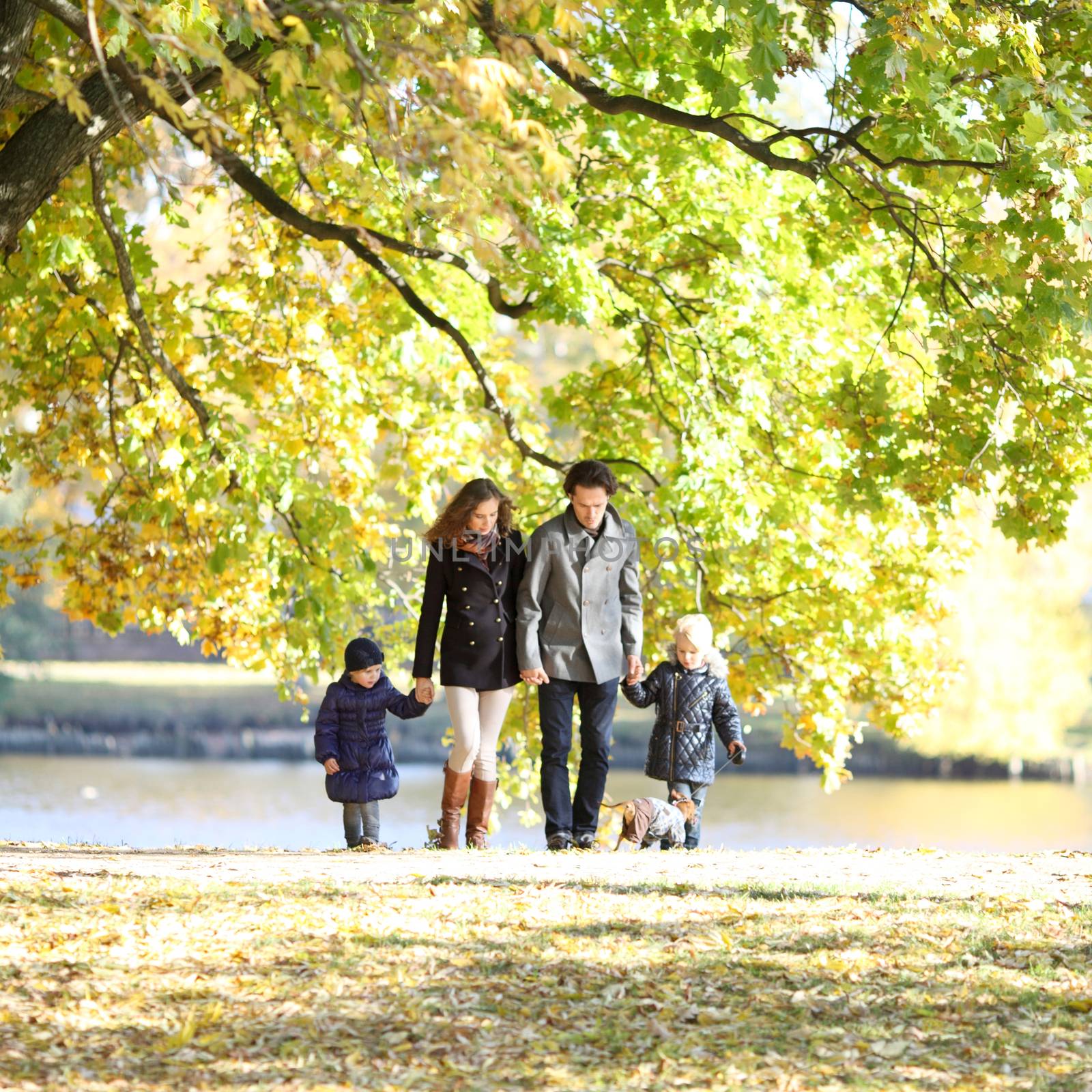Family with children in autumn park by ALotOfPeople