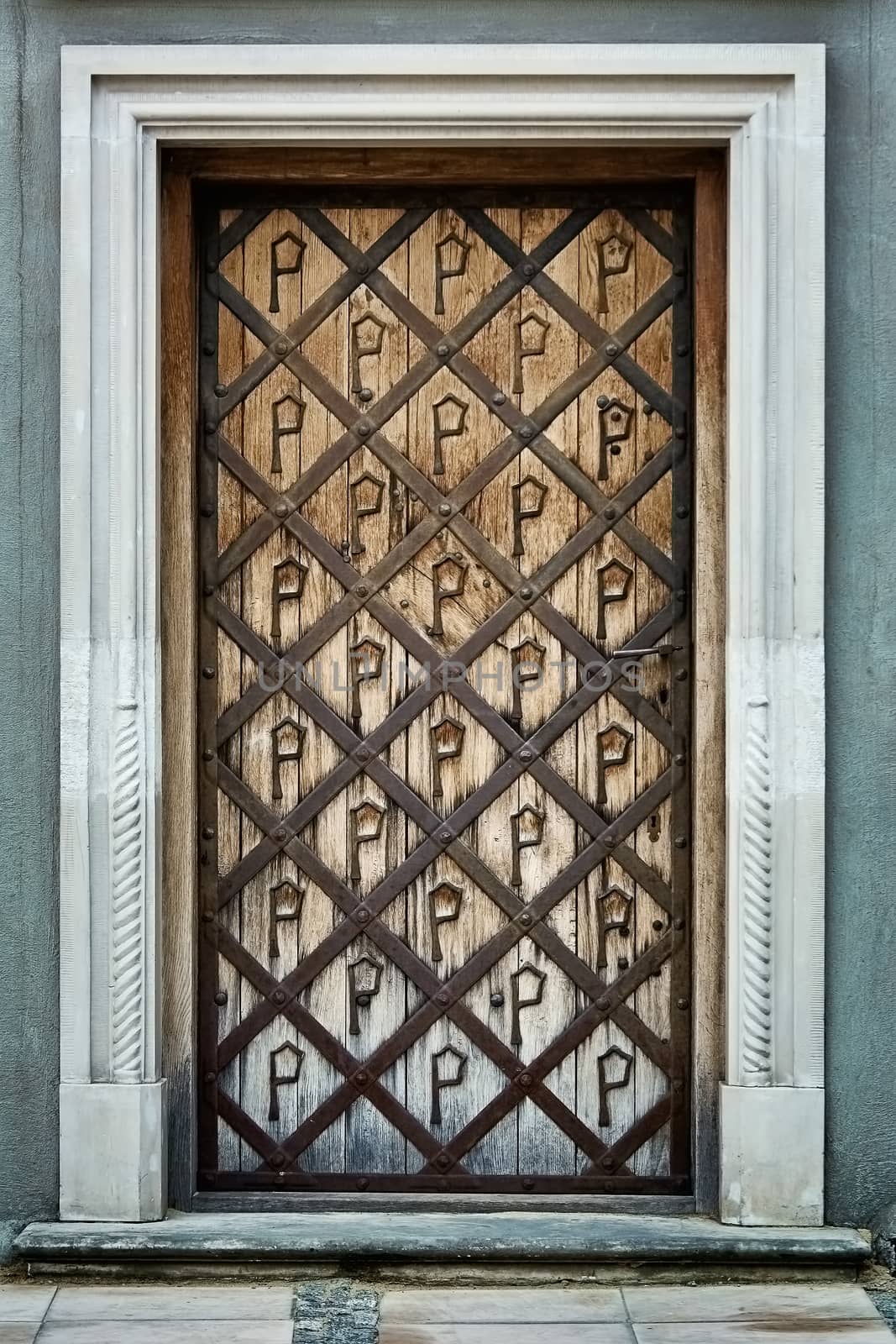 Wooden door of an old building
